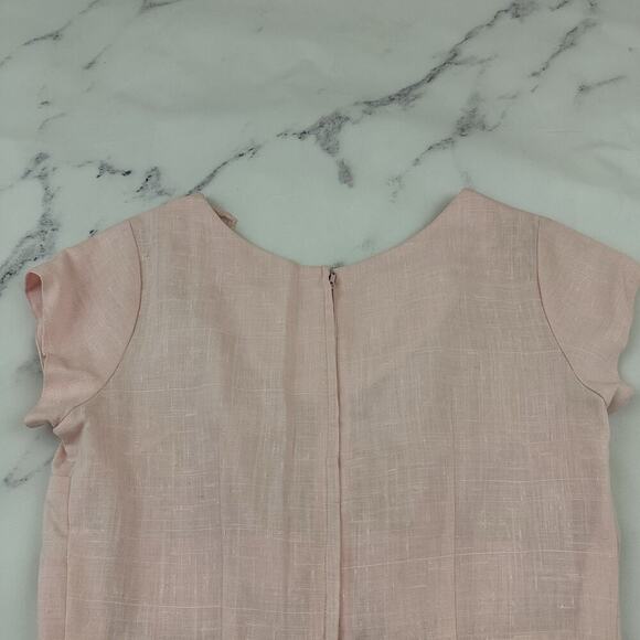 Renmor Womens Vintage 60s Sheath Dress Size M Pink Rose Floral Applique Bow - Picture 7 of 9